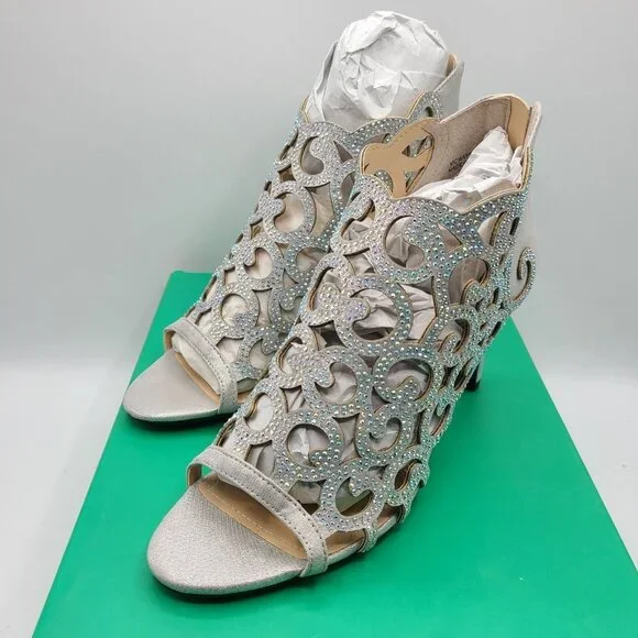 J. Renee Mcwayfalls Silver Dress Sandal High Heel Size 8.5 Shoes - Picture 2 of 10